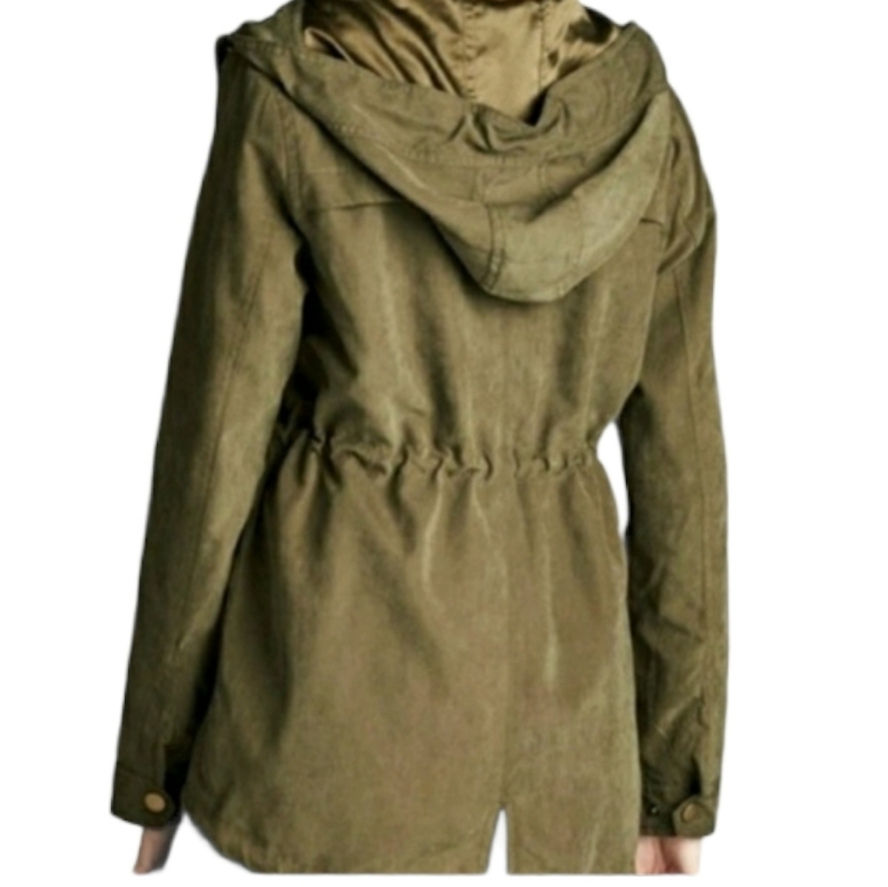 Olive Green Hooded Utility Jacket sz Small - Picture 4 of 5